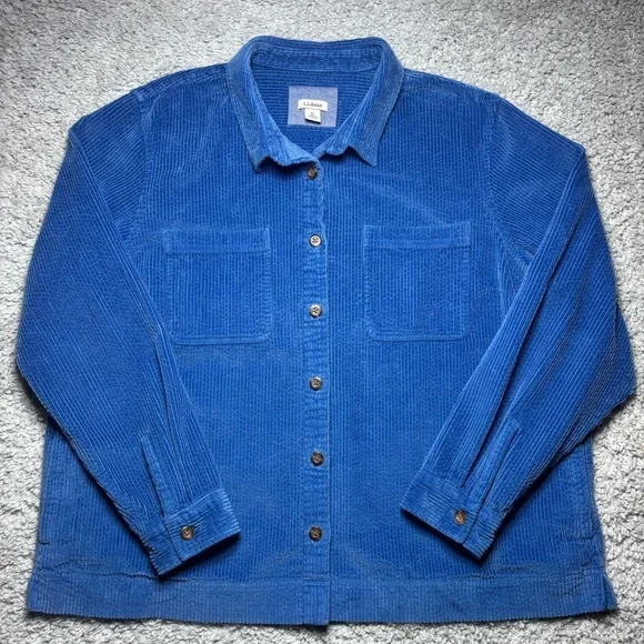 LL Bean Jacket Womens Extra Large Corduroy Button Up Shacket Soft Cozy Outdoors - Picture 2 of 7